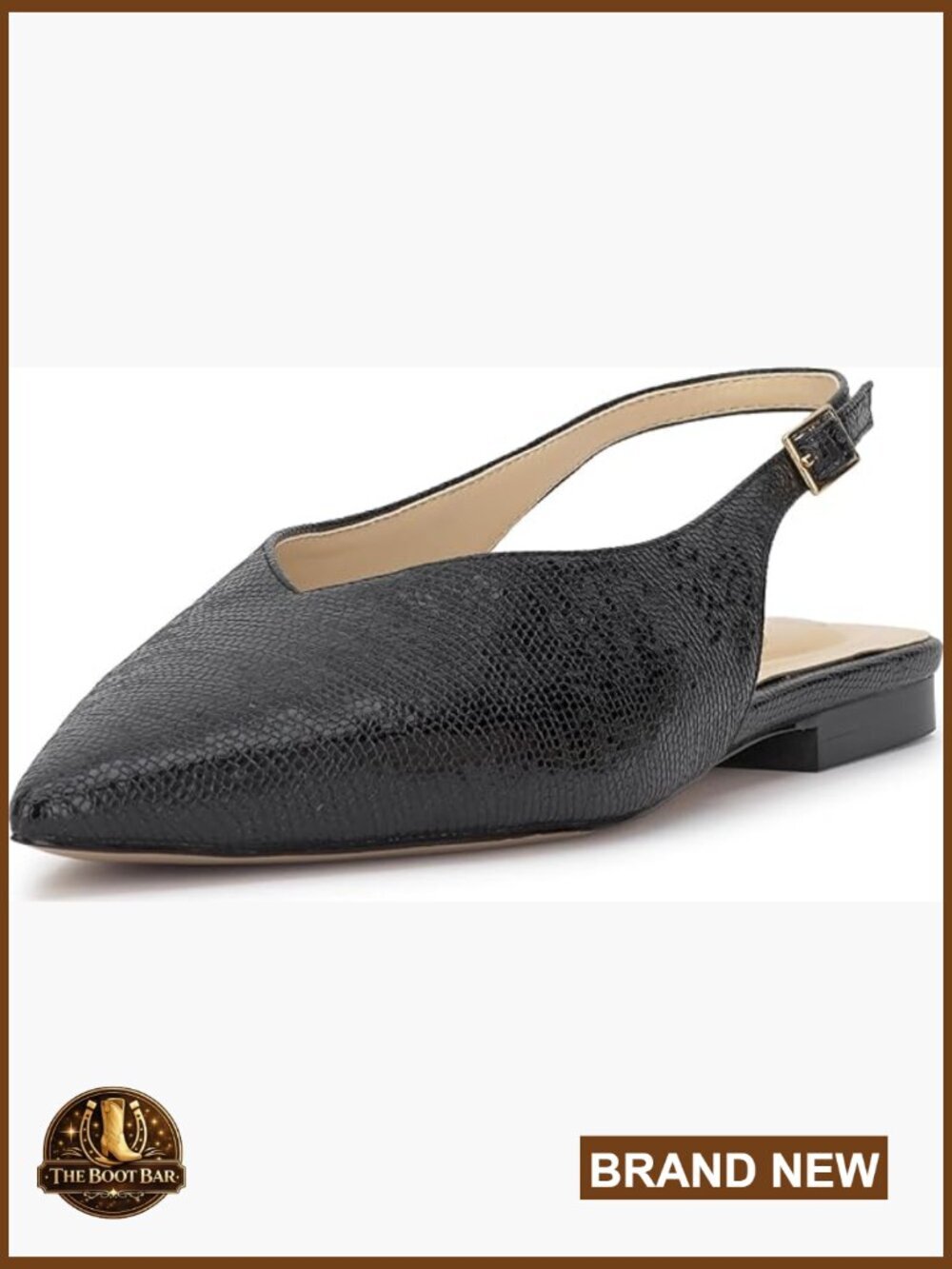 Faux Leather Pointed Toe Mule Flats with Slingback Strap